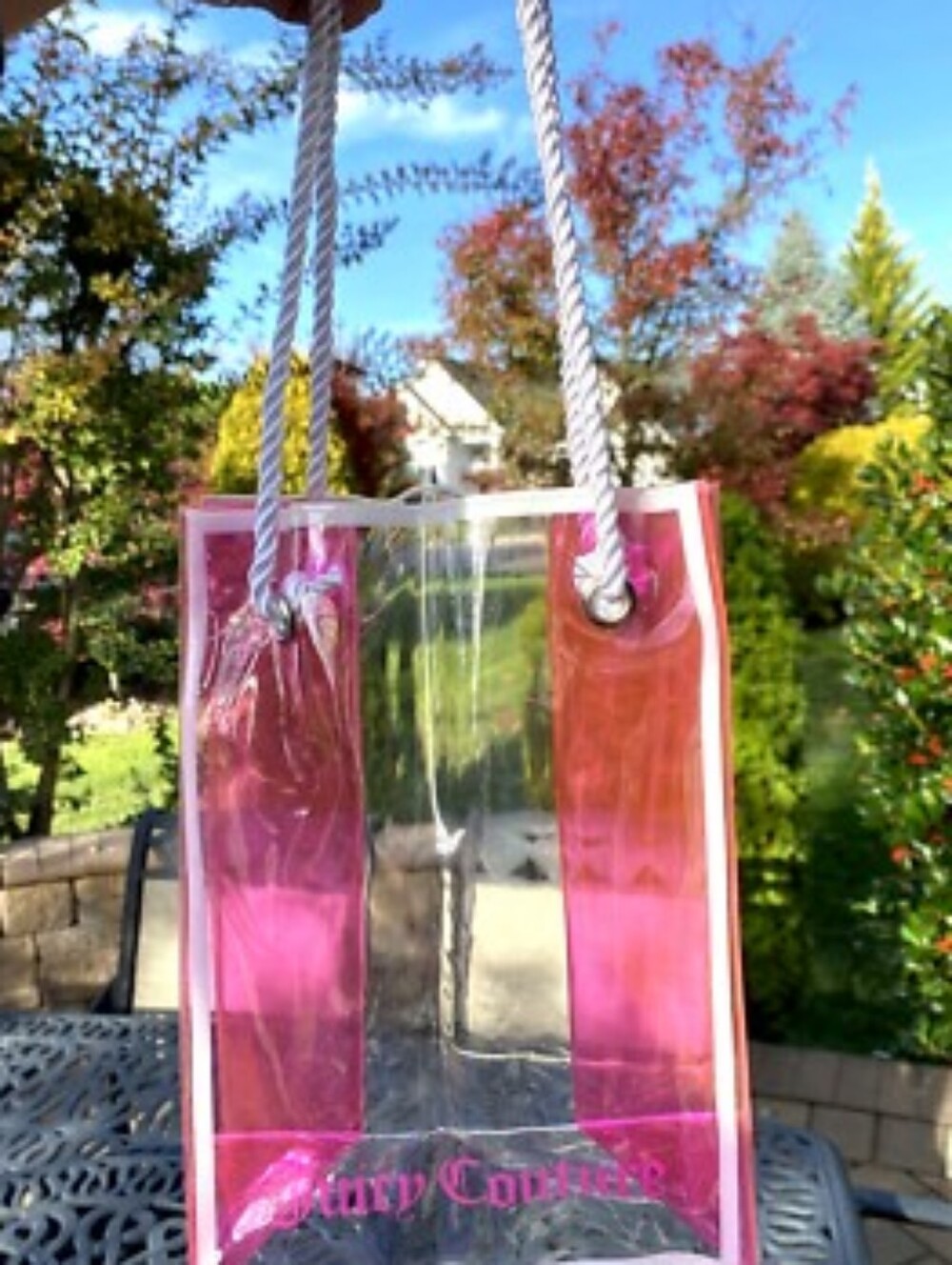 Y2K Vintage Juicy Couture Clear Vinyl Pink Sides Tote Bag Purse